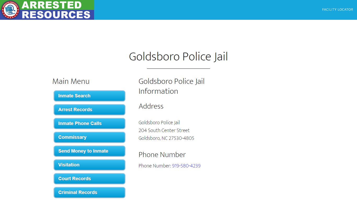 Goldsboro Police Jail - Inmate Search - Goldsboro, NC - Arrested Resources